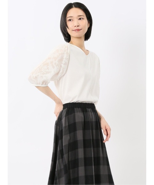 m.f.editorial(エムエフエディトリアル)の「【接触冷感 オパール袖】m.f.エディトリアル レディース クルーネック 半袖 プルオーバー Tシャツ(Tシャツ/カットソー・レディース・ブラック/ホワイト・LARGE/MEDIUM)」の15枚目の写真