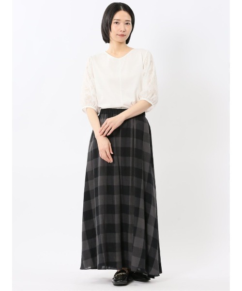m.f.editorial(エムエフエディトリアル)の「【接触冷感 オパール袖】m.f.エディトリアル レディース クルーネック 半袖 プルオーバー Tシャツ(Tシャツ/カットソー・レディース・ブラック/ホワイト・LARGE/MEDIUM)」の16枚目の写真