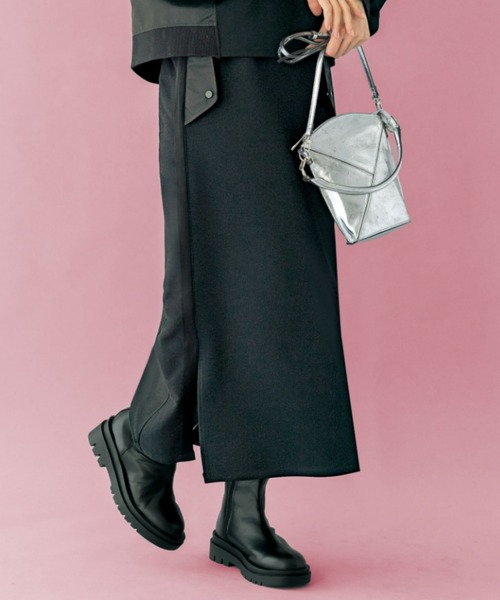 セール】UNDOVE【SMART ECO JERSEY】異素材切替スカート （ロング