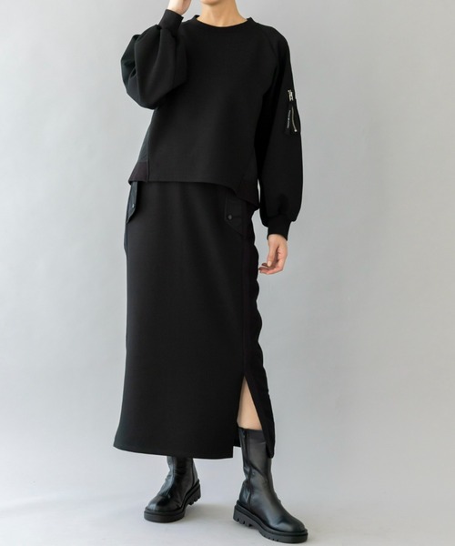 セール】UNDOVE【SMART ECO JERSEY】異素材切替スカート （ロング