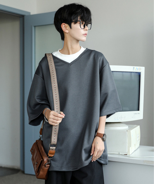 neos（ネオス）の「【neos】ルーズシルエット Vネック 裾 ドローコード Tシャツ（Tシャツ/カットソー・メンズ・ホワイト/ブラック/ブルー/チャコールグレー・LARGE/MEDIUM）」の17枚目の写真