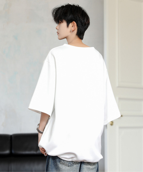neos（ネオス）の「【neos】ルーズシルエット Vネック 裾 ドローコード Tシャツ（Tシャツ/カットソー・メンズ・ホワイト/ブラック/ブルー/チャコールグレー・LARGE/MEDIUM）」の8枚目の写真