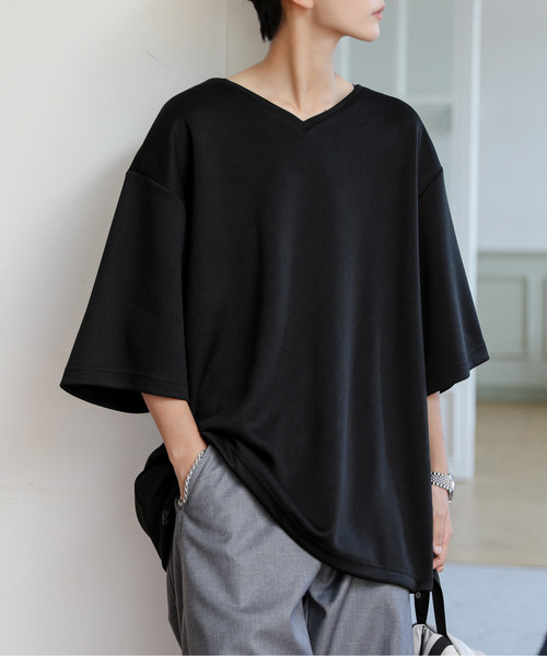 neos（ネオス）の「【neos】ルーズシルエット Vネック 裾 ドローコード Tシャツ（Tシャツ/カットソー・メンズ・ホワイト/ブラック/ブルー/チャコールグレー・LARGE/MEDIUM）」の14枚目の写真