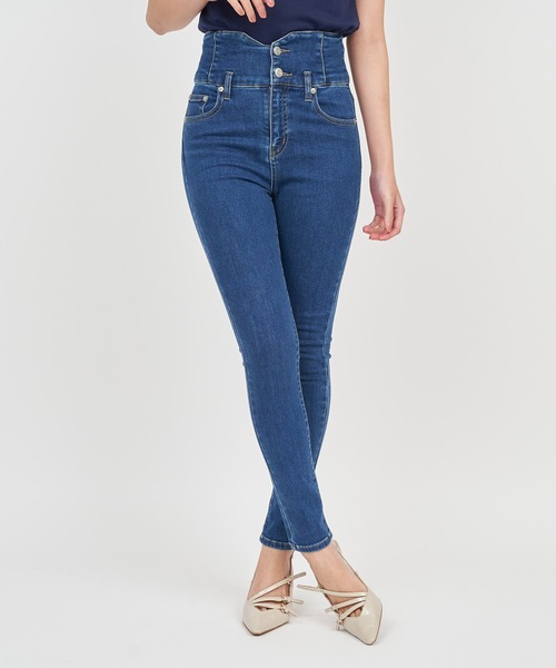 ROYAL PARTY（ロイヤルパーティー）の「ハイウエストスキニーパンツ（デニムパンツ・レディース・ブルー/オフホワイト/ブラック/ネイビー/インディゴブルー・SMALL/MEDIUM/X-SMALL）」の4枚目の写真