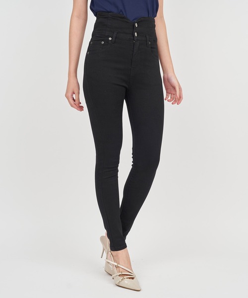 ROYAL PARTY（ロイヤルパーティー）の「ハイウエストスキニーパンツ（デニムパンツ・レディース・ブルー/オフホワイト/ブラック/ネイビー/インディゴブルー・SMALL/MEDIUM/X-SMALL）」の3枚目の写真