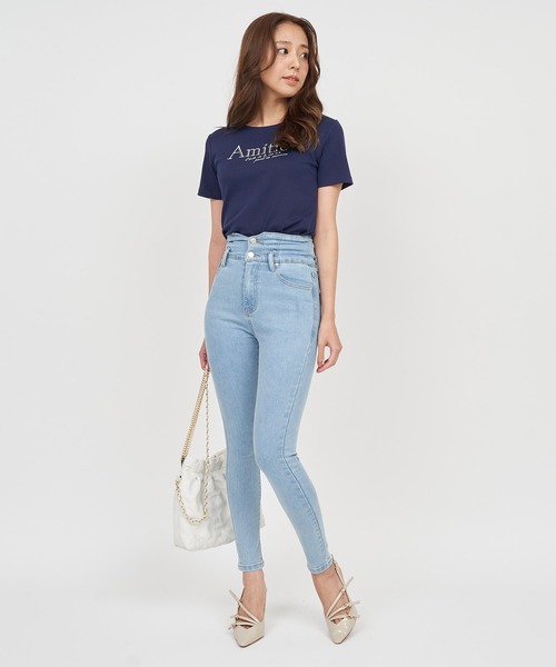 ROYAL PARTY（ロイヤルパーティー）の「ハイウエストスキニーパンツ（デニムパンツ・レディース・ブルー/オフホワイト/ブラック/ネイビー/インディゴブルー・SMALL/MEDIUM/X-SMALL）」の11枚目の写真