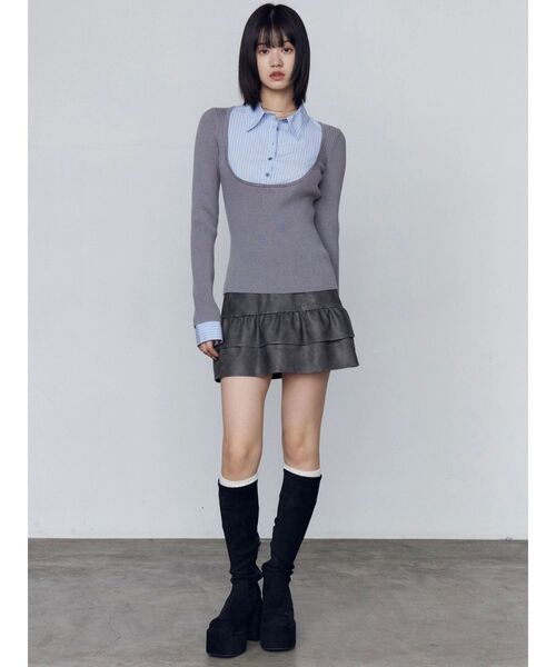 EMODA（エモダ）の「ティアードフリルミニスカート（スカート・レディース・ブラック/ブラウン/グレー・SMALL/MEDIUM）」の12枚目の写真