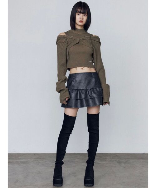 EMODA（エモダ）の「ティアードフリルミニスカート（スカート・レディース・ブラック/ブラウン/グレー・SMALL/MEDIUM）」の17枚目の写真