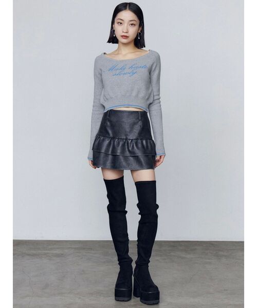 EMODA（エモダ）の「ティアードフリルミニスカート（スカート・レディース・ブラック/ブラウン/グレー・SMALL/MEDIUM）」の21枚目の写真