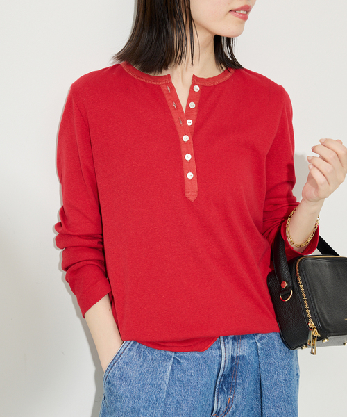 セール】スラブリブヘンリーネックロンTEE（Tシャツ/カットソー