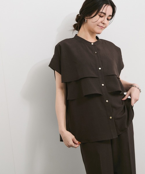 タックフリルブラウス 日本製］ロマンティックタックフリルブラウス