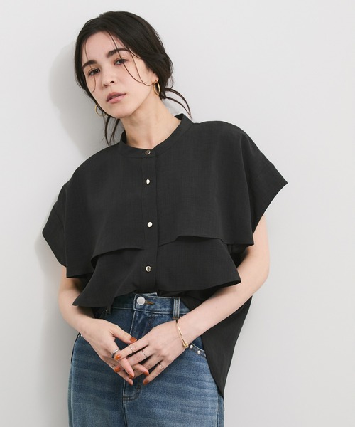 le cercle ADAM ET ROPE'(ルセルクルアダムエロペ)の「【セットアップ対応】タンブラーブッチャータックフリルブラウス(シャツ/ブラウス・レディース・チャコールグレー/ライトグレー/ダークブラウン・FREE)」の8枚目の写真