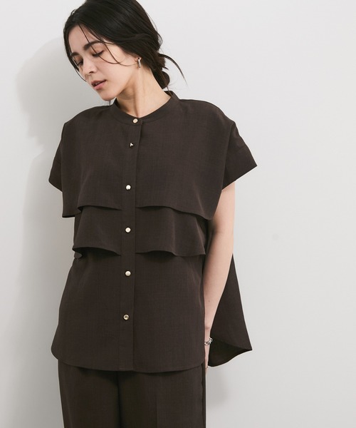 le cercle ADAM ET ROPE'(ルセルクルアダムエロペ)の「【セットアップ対応】タンブラーブッチャータックフリルブラウス(シャツ/ブラウス・レディース・チャコールグレー/ライトグレー/ダークブラウン・FREE)」の10枚目の写真