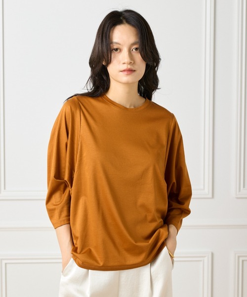 INED（イネド）の「ギザリヨセルスムース ワイドスリーブコクーンカットソー（Tシャツ/カットソー・レディース・ブラウン系その他/オフホワイト/モカ/ブラック・9号）」の4枚目の写真