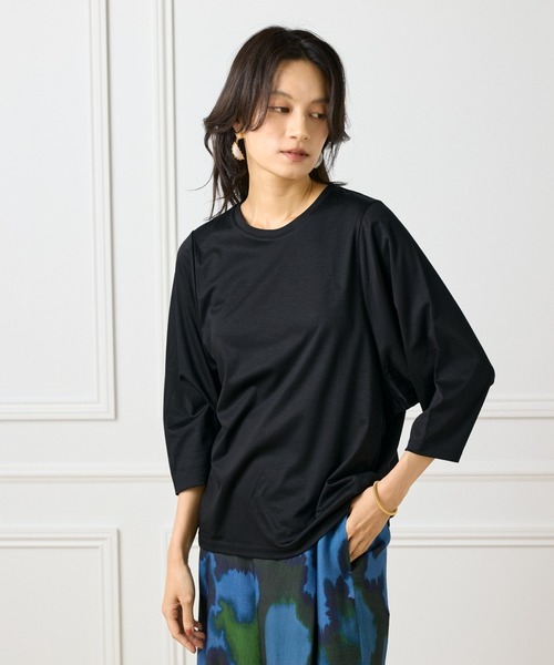 INED（イネド）の「ギザリヨセルスムース ワイドスリーブコクーンカットソー（Tシャツ/カットソー・レディース・ブラウン系その他/オフホワイト/モカ/ブラック・9号）」の3枚目の写真