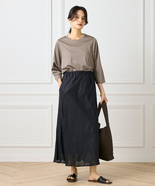 INED（イネド）の「ギザリヨセルスムース ワイドスリーブコクーンカットソー（Tシャツ/カットソー・レディース・ブラウン系その他/オフホワイト/モカ/ブラック・9号）」の6枚目の写真