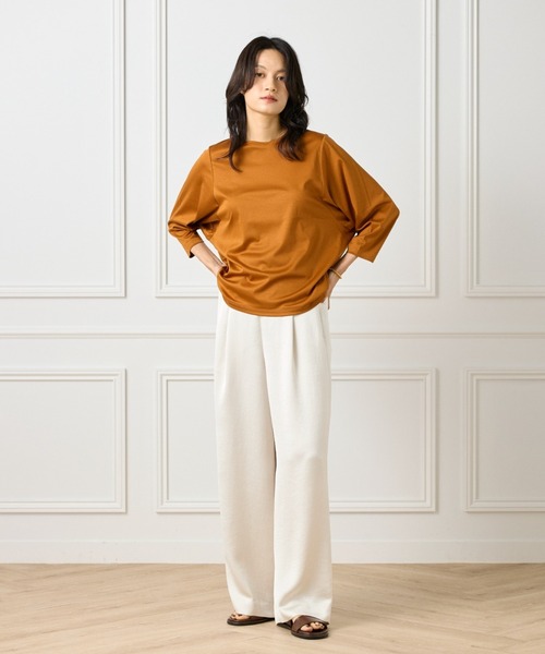 INED（イネド）の「ギザリヨセルスムース ワイドスリーブコクーンカットソー（Tシャツ/カットソー・レディース・ブラウン系その他/オフホワイト/モカ/ブラック・9号）」の8枚目の写真