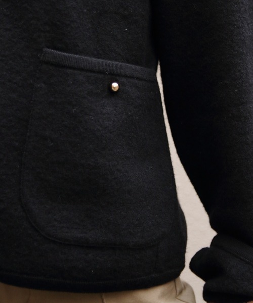 THE SHINZONE(ザ シンゾーン)の「THE SHINZONE/シンゾーン ウールニットジャケット WOOL KNIT JACKET(ノーカラージャケット・レディース・ブラック/グレー/パープル/レッド・FREE)」の6枚目の写真