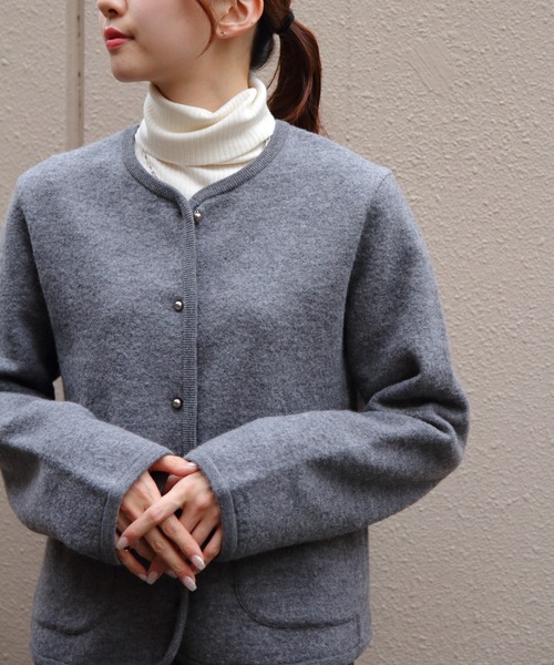 THE SHINZONE(ザ シンゾーン)の「THE SHINZONE/シンゾーン ウールニットジャケット WOOL KNIT JACKET(ノーカラージャケット・レディース・ブラック/グレー/パープル/レッド・FREE)」の20枚目の写真