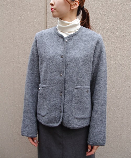 THE SHINZONE(ザ シンゾーン)の「THE SHINZONE/シンゾーン ウールニットジャケット WOOL KNIT JACKET(ノーカラージャケット・レディース・ブラック/グレー/パープル/レッド・FREE)」の19枚目の写真