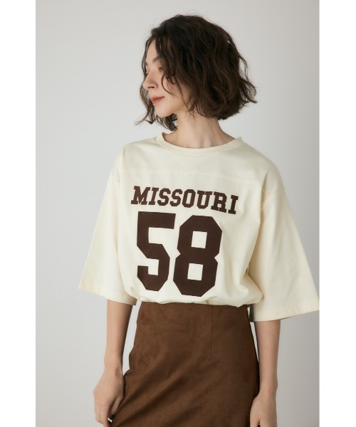 crie conforto（クリーコンフォルト）の「ナンバーリングTシャツ（Tシャツ/カットソー・レディース・アイボリー/ボルドー/ネイビー・FREE）」の2枚目の写真