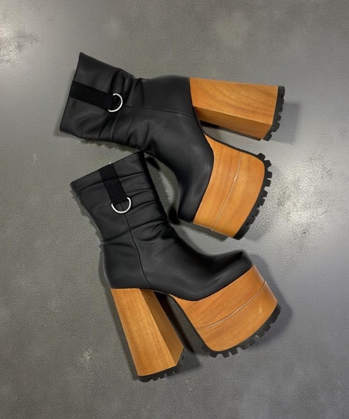 【JeffreyCampbell】ウッドソール厚底ブーティ/35(S) SKATE Jeffrey Campbell Wooden Wedge Platforms