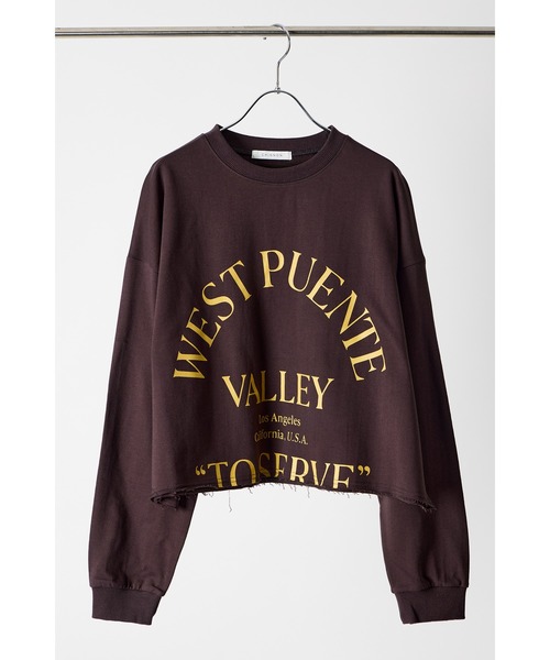 CHIGNON（シニヨン）の「【 CHIGNON / シニヨン 】カットオフロゴミニ裏毛プルオーバー（Tシャツ/カットソー・レディース・チャコール/ナチュラル・FREE）」の7枚目の写真