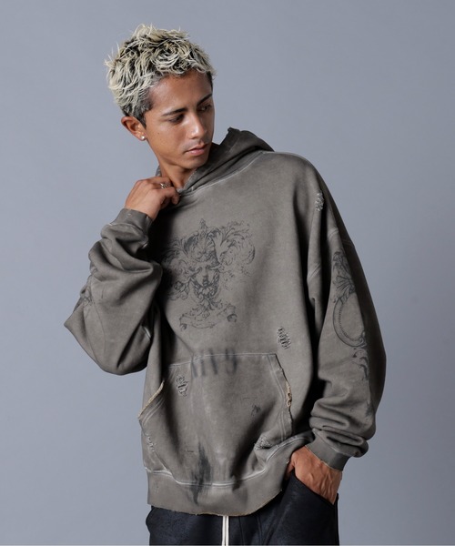 DANKE SCHON（ダンケシェーン）の「DankeSchon/ダンケシェーン/BURN HOODIE（パーカー・メンズ・ベージュ・M/L）」の2枚目の写真