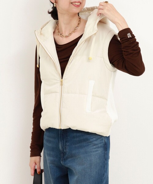 セール】中綿×ニットフードベスト（ブルゾン）｜MICO COULIER