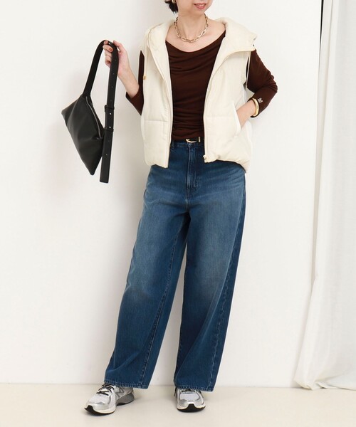 MICO COULIER（ミコクリエ）の「中綿×ニットフードベスト（ブルゾン・レディース・キナリ/ネイビー・38）」の3枚目の写真