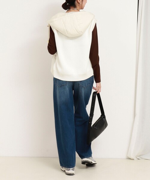 MICO COULIER（ミコクリエ）の「中綿×ニットフードベスト（ブルゾン・レディース・キナリ/ネイビー・38）」の8枚目の写真