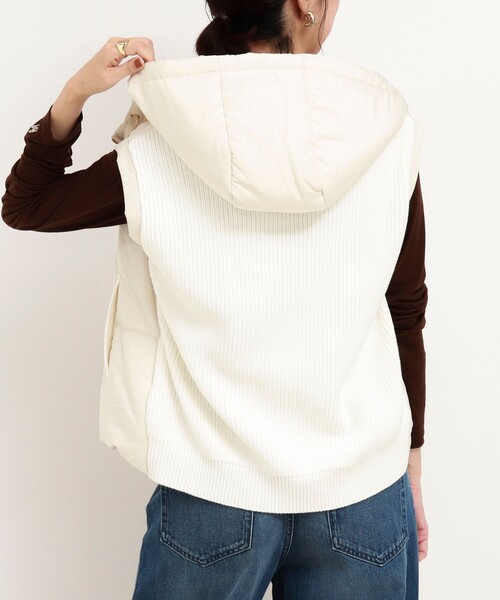 MICO COULIER（ミコクリエ）の「中綿×ニットフードベスト（ブルゾン・レディース・キナリ/ネイビー・38）」の9枚目の写真