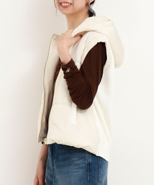 MICO COULIER（ミコクリエ）の「中綿×ニットフードベスト（ブルゾン・レディース・キナリ/ネイビー・38）」の10枚目の写真