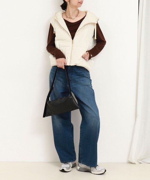 MICO COULIER（ミコクリエ）の「中綿×ニットフードベスト（ブルゾン・レディース・キナリ/ネイビー・38）」の11枚目の写真