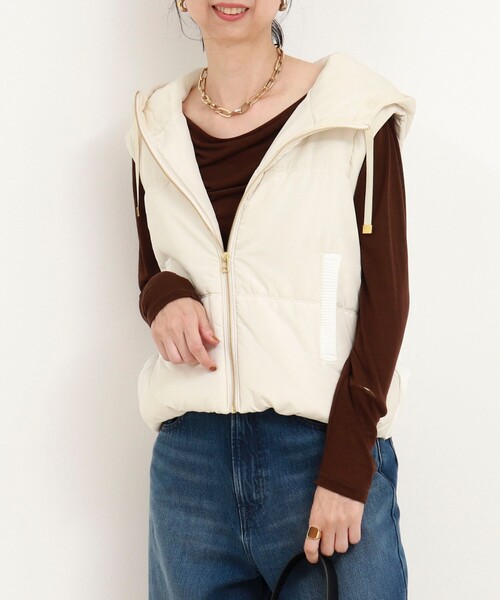 MICO COULIER（ミコクリエ）の「中綿×ニットフードベスト（ブルゾン・レディース・キナリ/ネイビー・38）」の12枚目の写真