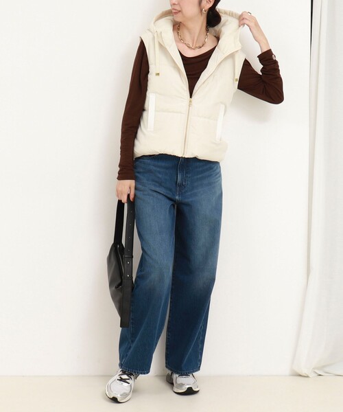 MICO COULIER（ミコクリエ）の「中綿×ニットフードベスト（ブルゾン・レディース・キナリ/ネイビー・38）」の13枚目の写真