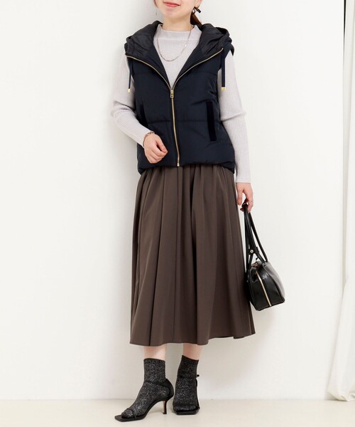 MICO COULIER（ミコクリエ）の「中綿×ニットフードベスト（ブルゾン・レディース・キナリ/ネイビー・38）」の14枚目の写真