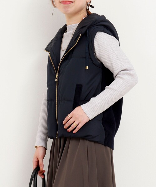 MICO COULIER（ミコクリエ）の「中綿×ニットフードベスト（ブルゾン・レディース・キナリ/ネイビー・38）」の15枚目の写真