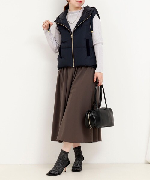 MICO COULIER（ミコクリエ）の「中綿×ニットフードベスト（ブルゾン・レディース・キナリ/ネイビー・38）」の16枚目の写真