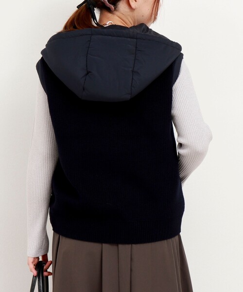 MICO COULIER（ミコクリエ）の「中綿×ニットフードベスト（ブルゾン・レディース・キナリ/ネイビー・38）」の19枚目の写真