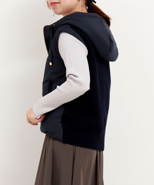 MICO COULIER（ミコクリエ）の「中綿×ニットフードベスト（ブルゾン・レディース・キナリ/ネイビー・38）」の22枚目の写真