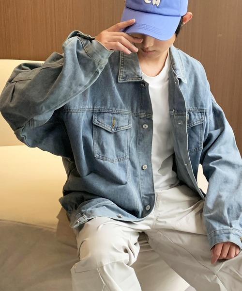 ARCADE（アーケード）の「春服 オーバーサイズ デニムジャケット Gジャン -ARCADE Limited Line-（デニムジャケット・メンズ・ブラック/ブルー・FREE）」の3枚目の写真