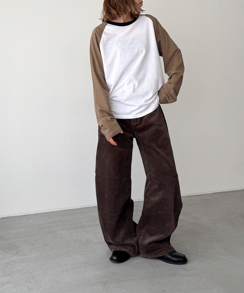 CANAL JEAN(キャナルジーン)の「El mar バイカラーラグランロングTシャツ(Tシャツ/カットソー・レディース・カーキ/ネイビー・ONE SIZE)」の8枚目の写真