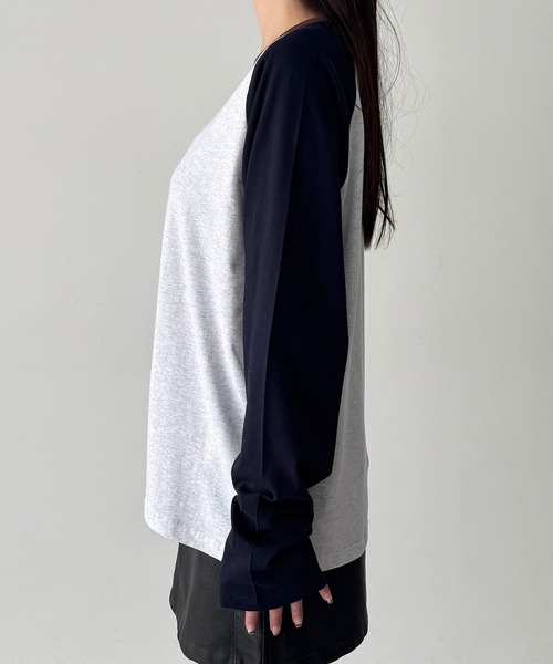 CANAL JEAN(キャナルジーン)の「El mar バイカラーラグランロングTシャツ(Tシャツ/カットソー・レディース・カーキ/ネイビー・ONE SIZE)」の10枚目の写真