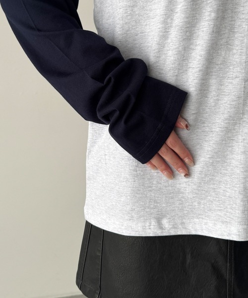 CANAL JEAN(キャナルジーン)の「El mar バイカラーラグランロングTシャツ(Tシャツ/カットソー・レディース・カーキ/ネイビー・ONE SIZE)」の13枚目の写真
