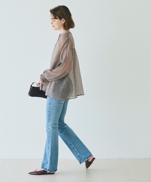 coca(coca)(コカ)の「シアーギャザーAラインブラウス(シャツ/ブラウス・レディース・グレー/ブラック/ブラウン/ピンク・S/M/L)」の20枚目の写真