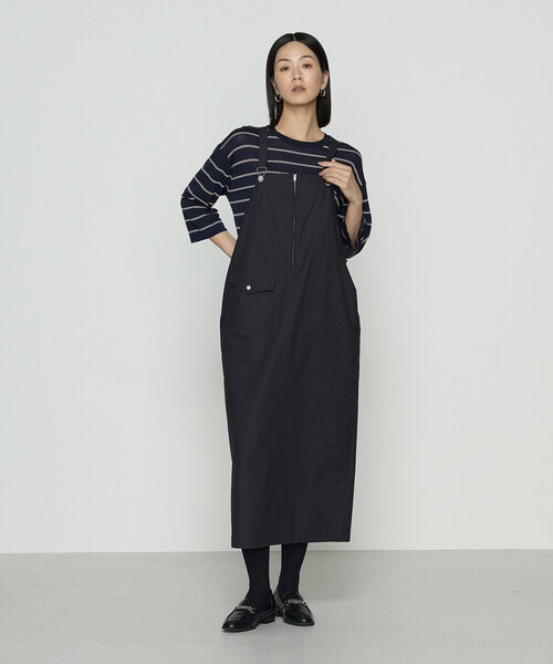 K.T KIYOKO TAKASE(キヨコタカセ)の「モダールコットン14G天竺 ニットプルオーバー(Tシャツ/カットソー・レディース・キャメル/ネイビー・FREE)」の4枚目の写真