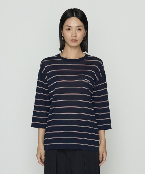 K.T KIYOKO TAKASE(キヨコタカセ)の「モダールコットン14G天竺 ニットプルオーバー(Tシャツ/カットソー・レディース・キャメル/ネイビー・FREE)」の10枚目の写真
