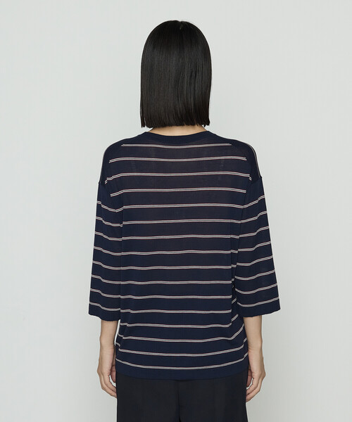 K.T KIYOKO TAKASE(キヨコタカセ)の「モダールコットン14G天竺 ニットプルオーバー(Tシャツ/カットソー・レディース・キャメル/ネイビー・FREE)」の12枚目の写真