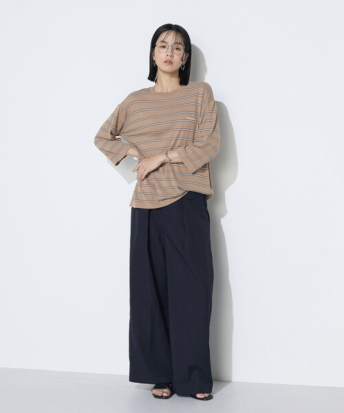 K.T KIYOKO TAKASE(キヨコタカセ)の「モダールコットン14G天竺 ニットプルオーバー(Tシャツ/カットソー・レディース・キャメル/ネイビー・FREE)」の19枚目の写真